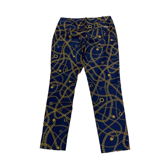 Michael Kors Crop Pants‎ Womens 6 MK Lock & Chain Prints 97% Cotton 3% Elastaine - Picture 3 of 7